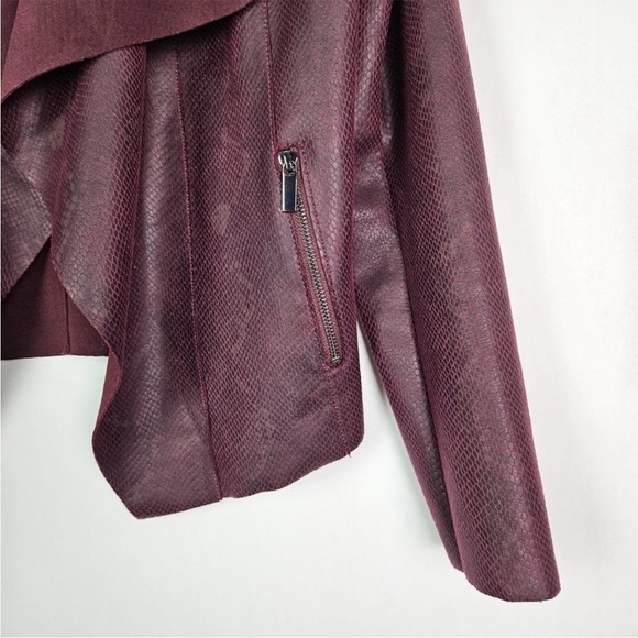 WHBM Cabernet Faux Leather Drape Front Jacket S XS - Picture 3 of 8